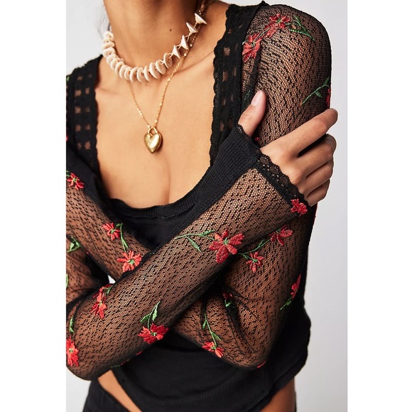 Free People Tops - Free People Jolie Top Black Combo Size Medium NWT